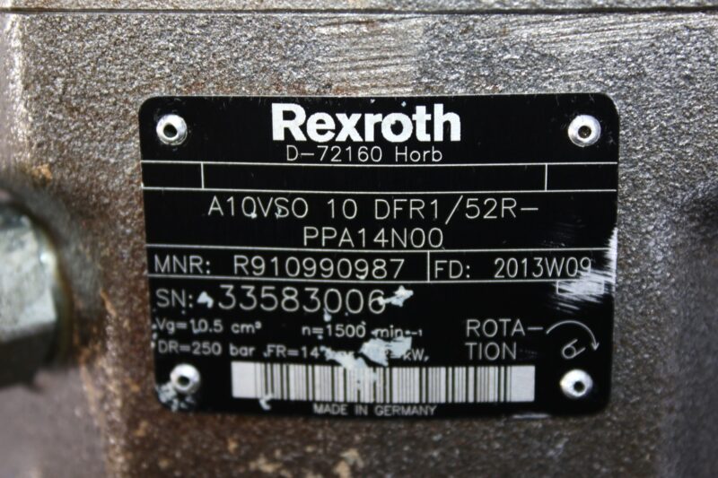 REXROTH R910990987 AXIAL PISTON VARIABLE PUMP A A10VSO 10 DFR1/52R-PPA14N00 - Image 2