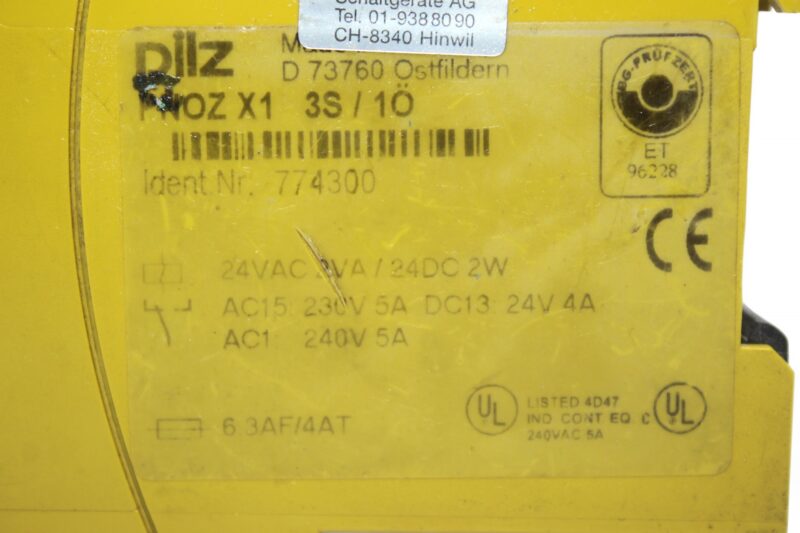 PILZ PNOZ X1 3S/1O SAFETY RELAY 774300 - Image 2
