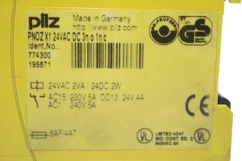 PILZ PNOZX1 24VAC/DC 3n/o 1n/c SAFETY RELAY 774300 - Image 2