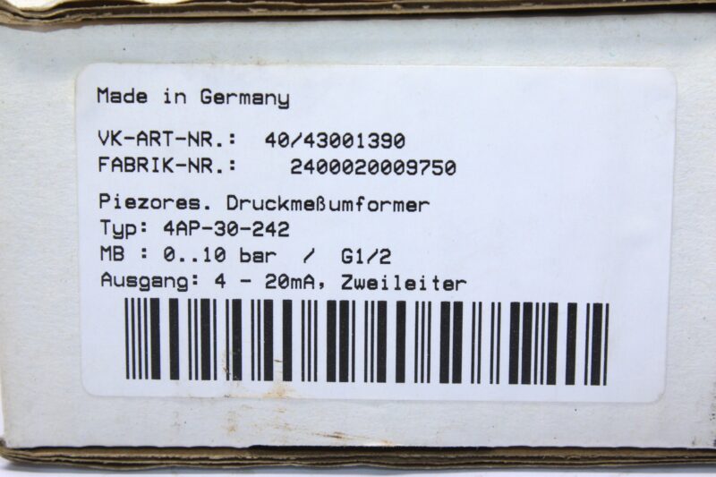 JUMO 4AP-30-242 PRESSURE TRANSMITTER (0…10 bar) - Image 6