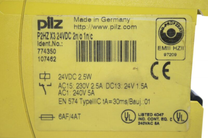 Pilz P2HZ X3 24VDC 2n/o 1n/c Safety Relay 774350