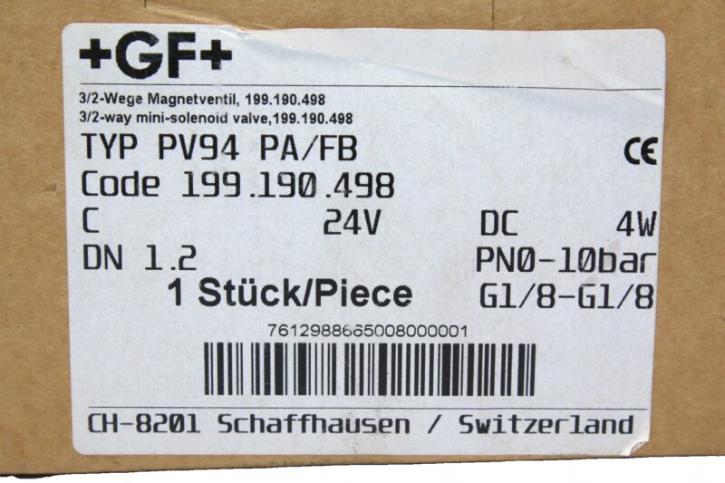 +GF+ PV94 PA/FB PRESSURE VALVE 199.190.498 (24V) - Image 5