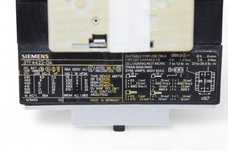 SIEMENS 3TF4422-0AP0 CONTACTOR - Image 2