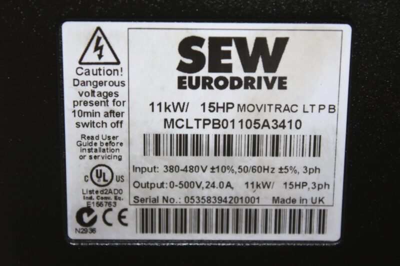 SEW MCLTPB01105A3410 FREQUENCY INVERTER (11KW/ 15HP) - Image 2