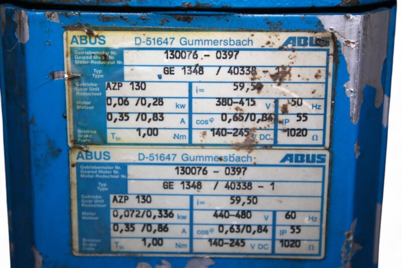 ABUS GE 1348/40338-1 ELECTRIC MOTOR AZP 130 GEAR BOX - Image 2