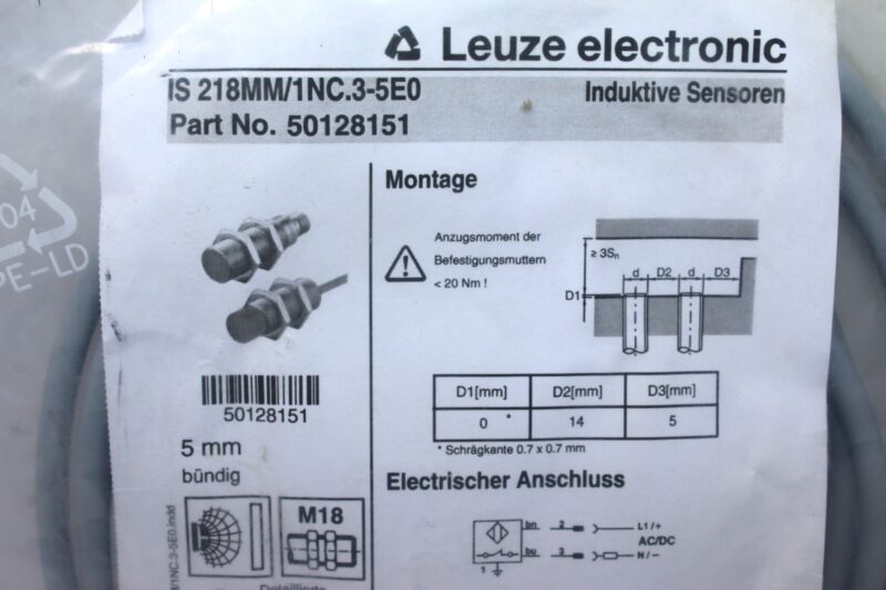 Leuze IS 218MM/1NC.3-5E0 INDUCTIVE SWITCH 50128151 - Image 3