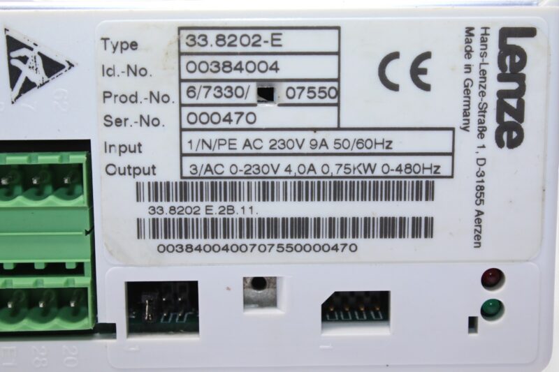 LENZE 33.8202-E FREQUENCY INVERTER 00384004 (0.75 KW) - Image 2
