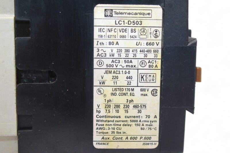 SCHNEIDER LC1-D503 CONTACTOR - Image 2