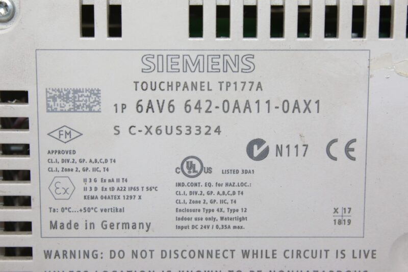 SIEMENS 6AV6 642-0AA11-0AX1 TOUCH PANEL TP 177A - Image 2