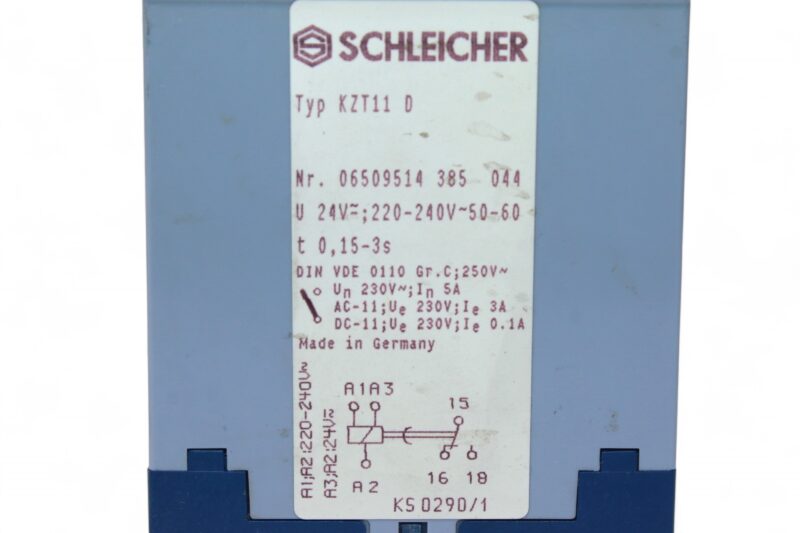 SCHLEICHER KZT11 D TIME RELAY 06509514 385 044 - Image 2