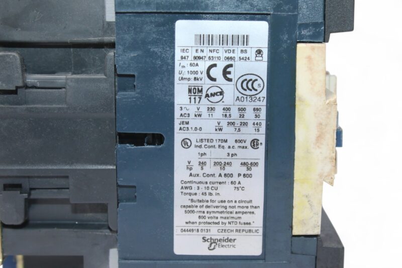 SCHNEIDER LC1D503M CONTACTOR (220V) - Image 2