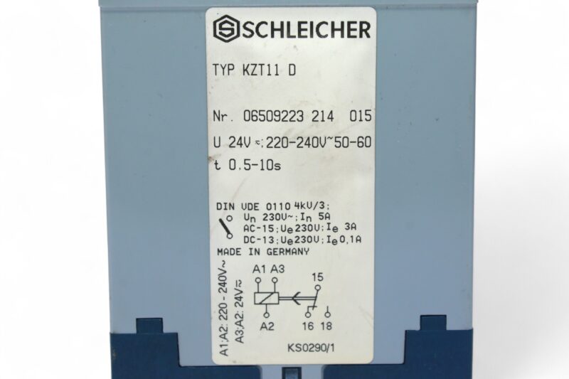 SCHLEICHER KZT11 D TIME RELAY 06509223 214 015 - Image 2