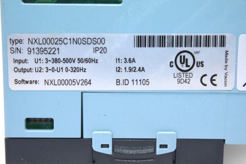 VACON NXL00025C1N0SDS00 INVERTER DRIVE (0.75 KW) - Image 2
