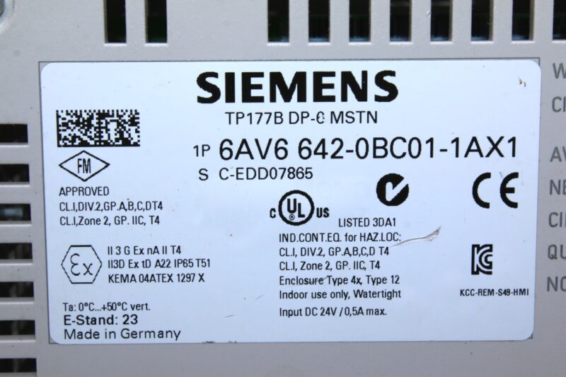 SIEMENS 6AV6 642-0BC01-1AX1 SIMATIC PANEL TOUCH TP 177B - Image 2