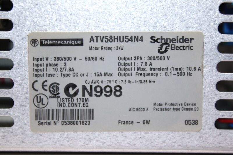 TELEMECANIQUE ATV58HU54N4 ADJUSTABLE SPEED DRIVE (3 Kw) - Image 2