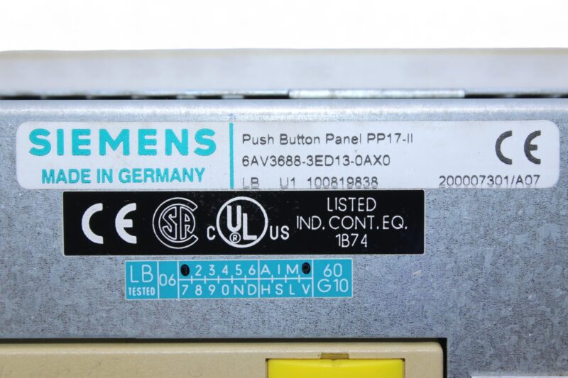 SIEMENS 6AV3688-3ED13-0AX0 PUSH BUTTON PANEL PP17 - Image 2