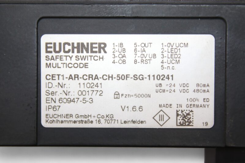 EUCHNER CET1-AR-CRA-CH-50F-SG-110241 NON-CONTACT SAFETY SWITCH - Image 2