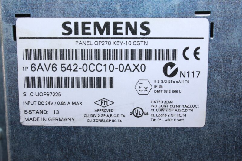 SIEMENS 6AV6 542-0CC10-0AX0 OPERATOR PANEL OP 270 - Image 2