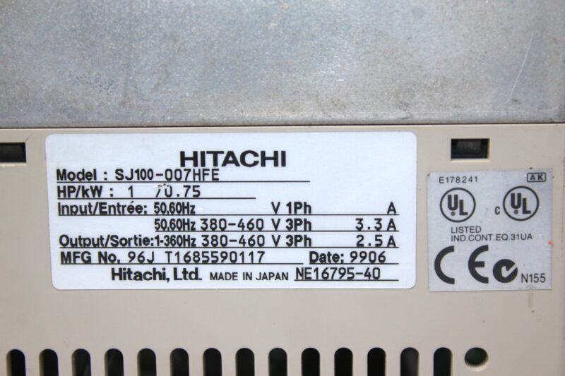 HITACHI SJ100-077HFE FREQUENCY INVERTER (0.75 KW) - Image 2