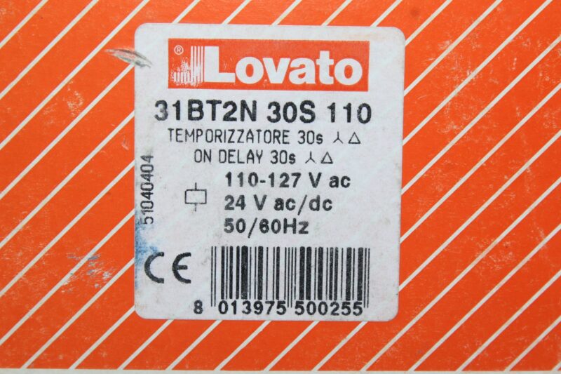 LOVATO 31BT2N 30S 110 TIME RELAY 51040404 (30S) - Image 2