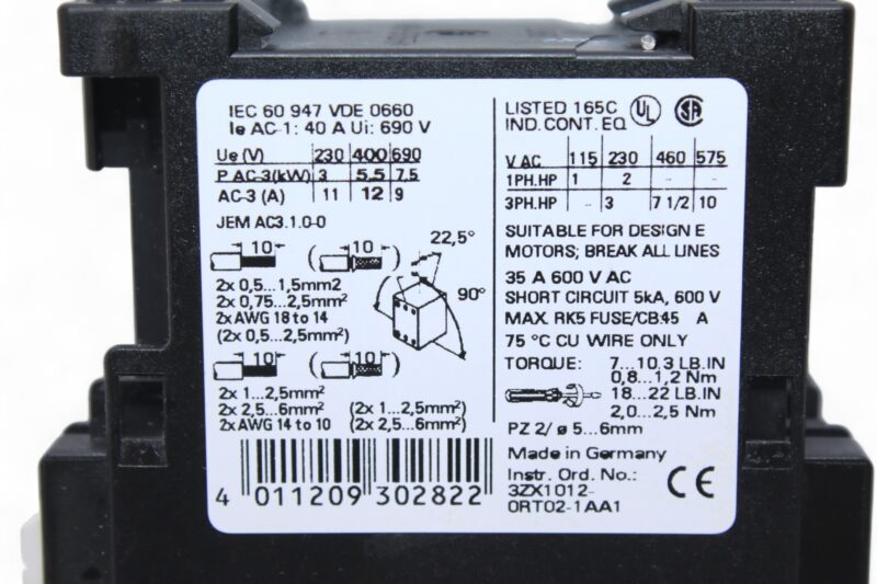 SIEMENS 3RT1024-1BB44 POWER CONTACTOR - Image 2