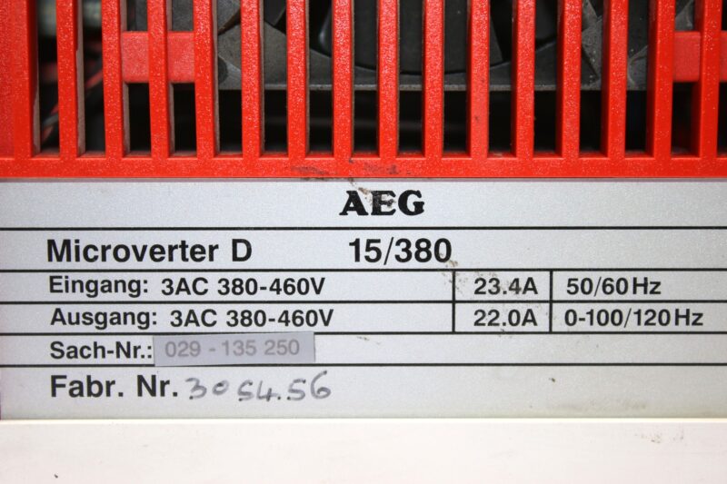 AEG MICROVERTER D 15/380 FREQUENCY INVERTER 029-135250 - Image 2