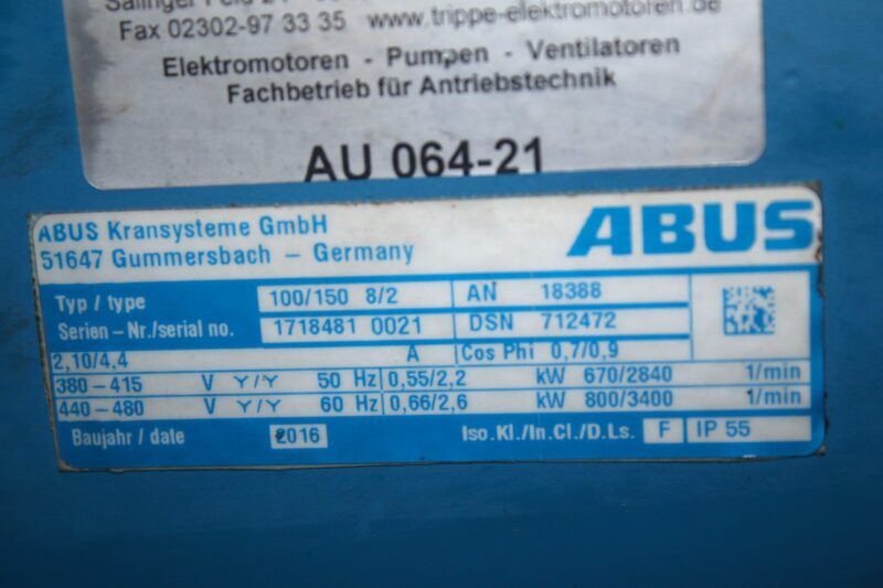 ABUS 100/150 8/2 ELECTRIC MOTOR 303334 - Image 2