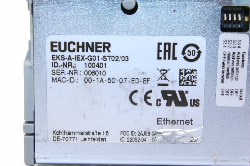 EUCHNER EKS-A-IEX-G01-ST02/03 ELECTRONIC-KEY ADAPTER WITH ETHERNET 100401 - Image 4
