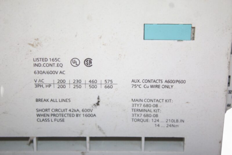 SIEMENS 3TF6844-0CM7 VACUUM CONTACTOR - Image 5