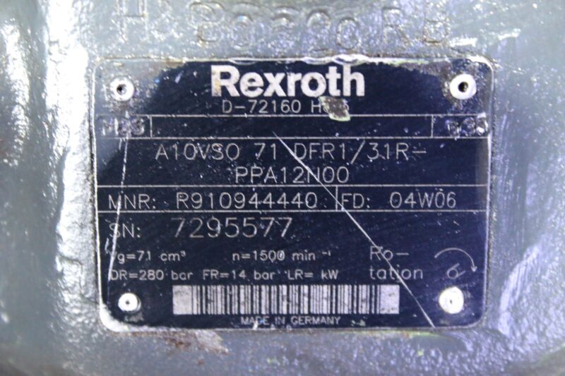 REXROTH R910944440 AXIAL PISTON VARIABLE PUMP A10VSO 71 DFR1/31R-PPA12N00 - Image 2