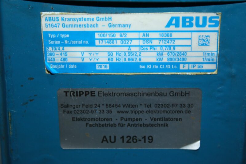 ABUS 100/150 8/2 ELECTRIC MOTOR 304116 - Image 2