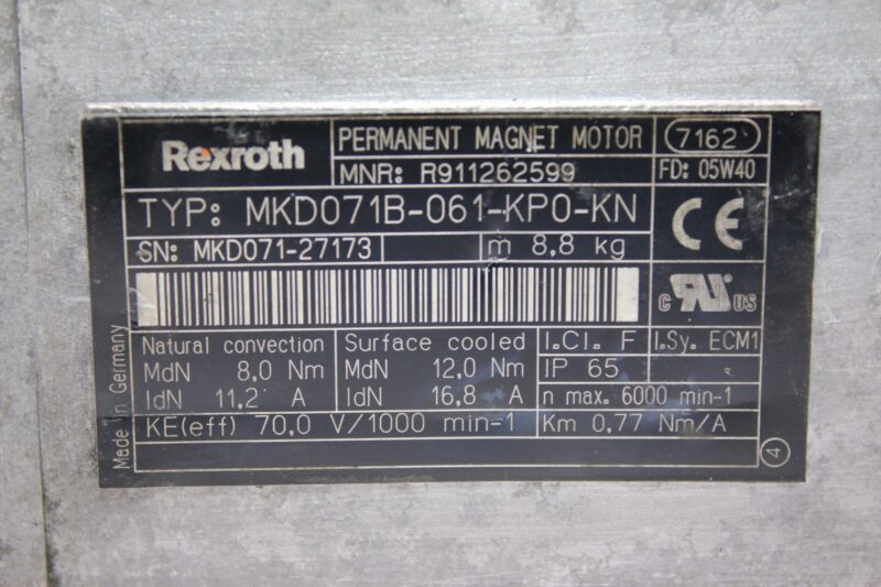 REXROTH MKD071B-061-KP0-KN PERMANENT MAGNET MOTOR R911262599 - Image 2