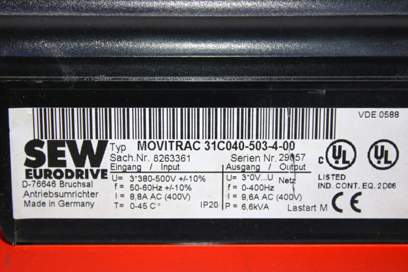 SEW 31C040-503-4-00 FREQUENCY INVERTER 8263361 (6.6 kVA) - Image 2