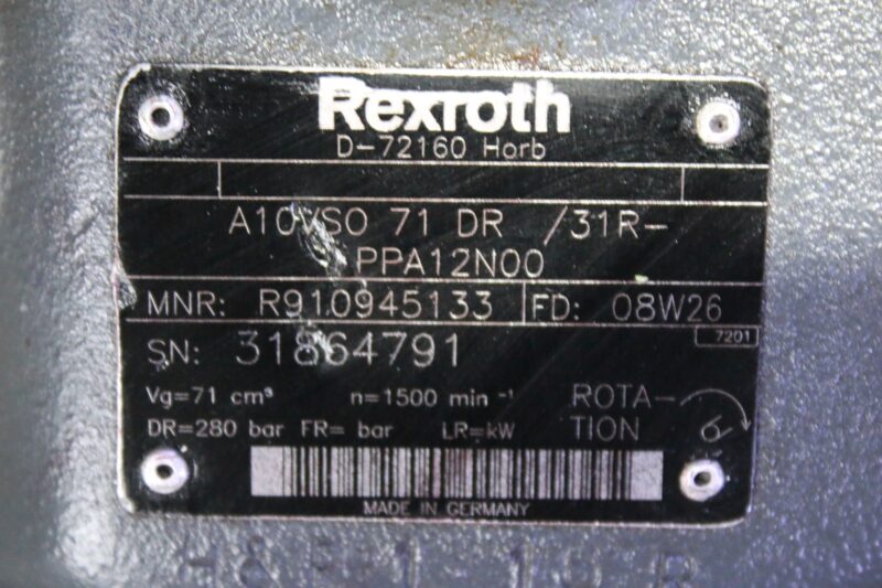 REXROTH R910945133 AXIAL PISTON VARIABLE PUMP A10VSO 71 DR /31R-PPA12N00 - Image 2