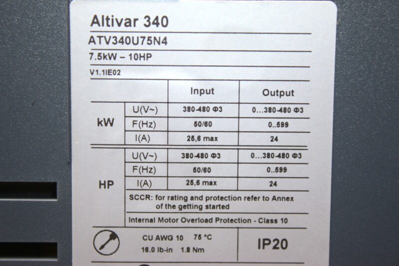 SCHNEIDER ATV340U75N4 VARIABLE SPEED DRIVE - Image 2
