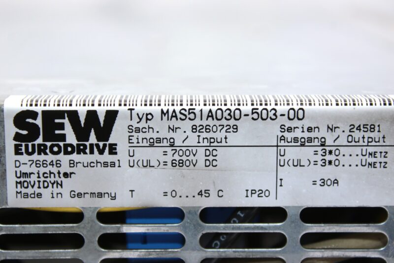 SEW MAS51A030-503-00 FREQUENCY INVERTER 8260729 - Image 3