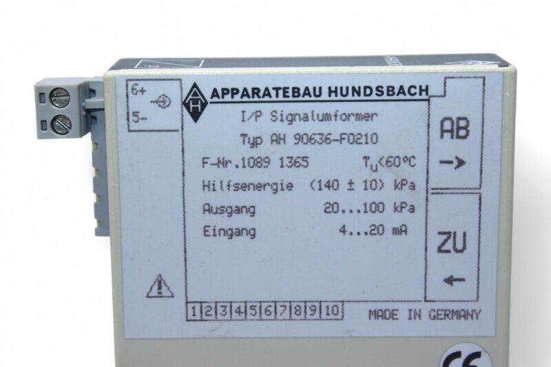 APPARATEBAU HUNDSBACH AH 90636-F0210 I/P SIGNAL CONVERTER - Image 2