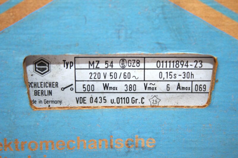 SCHLEICHER MZ 54 TIME RELAY 01111894-23 0.15s…30h - Image 2