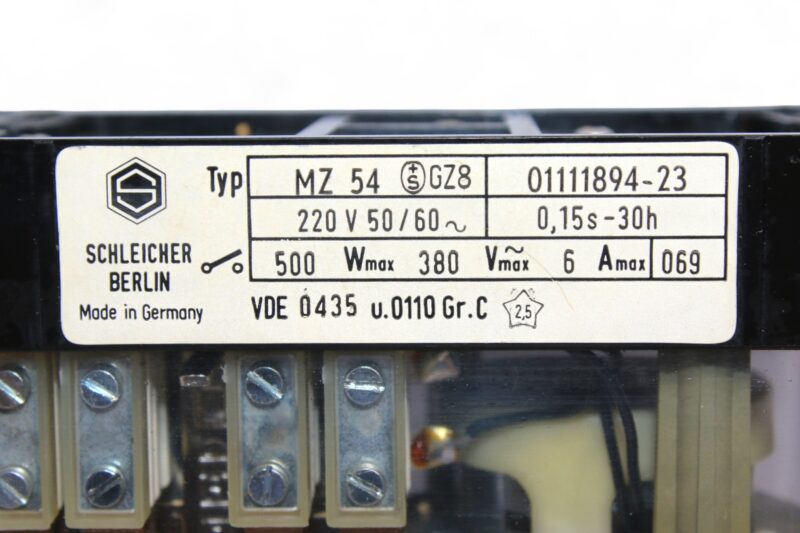 SCHLEICHER MZ 54 TIME RELAY 01111894-23 0.15s…30h - Image 3