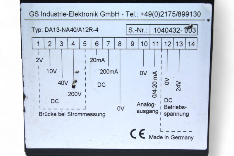 GS INDUSTRIE-ELEKTRONIK DA13-NA40/A12R-4 LED DIGITAL DISPLAY - Image 2