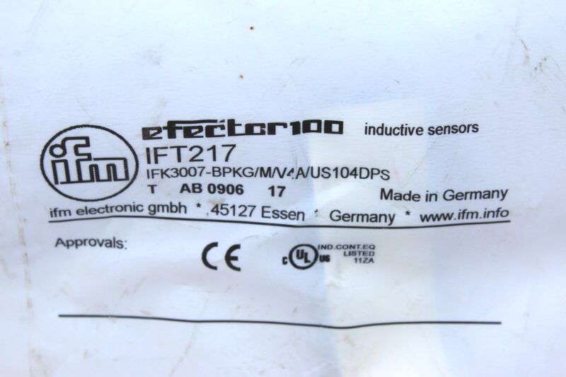 IFM IFT217 INDUCTIVE SENSOR IFK3007-BPKG/M/V4A/US-104DPS - Image 2