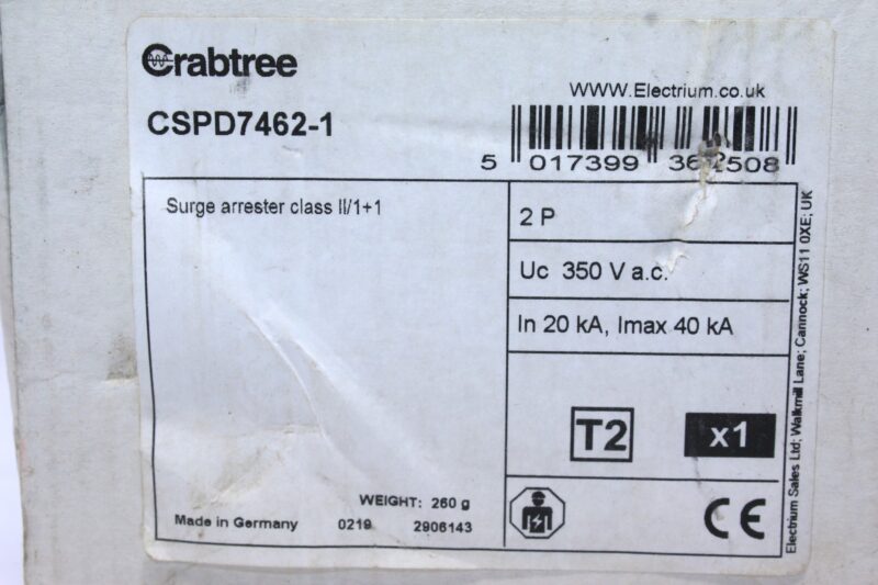 CRABTREE CSPD7462-1 SURGE PROTECTION 1-PHASE 4 WIRE - Image 2