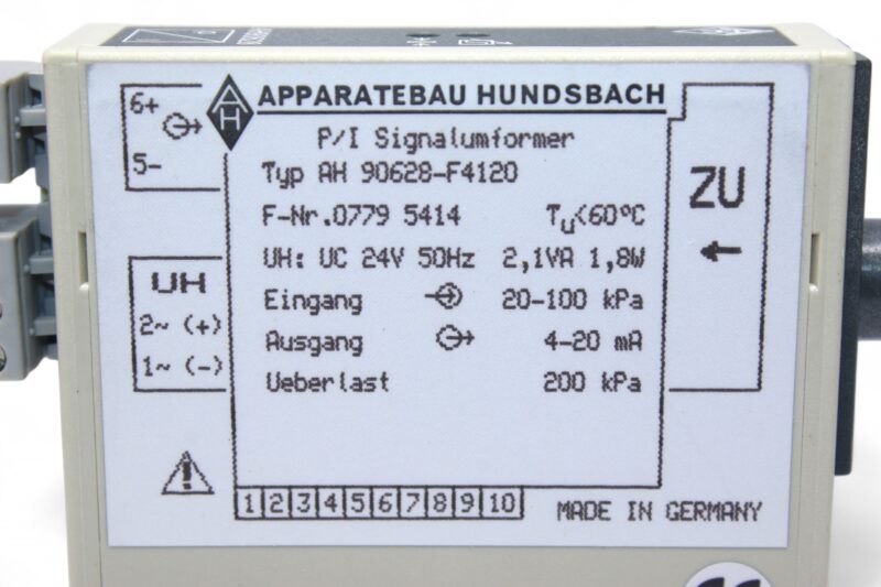 APPARATEBAU HUNDSBACH AH 90628-F4120 I/P SIGNAL CONVERTER - Image 2