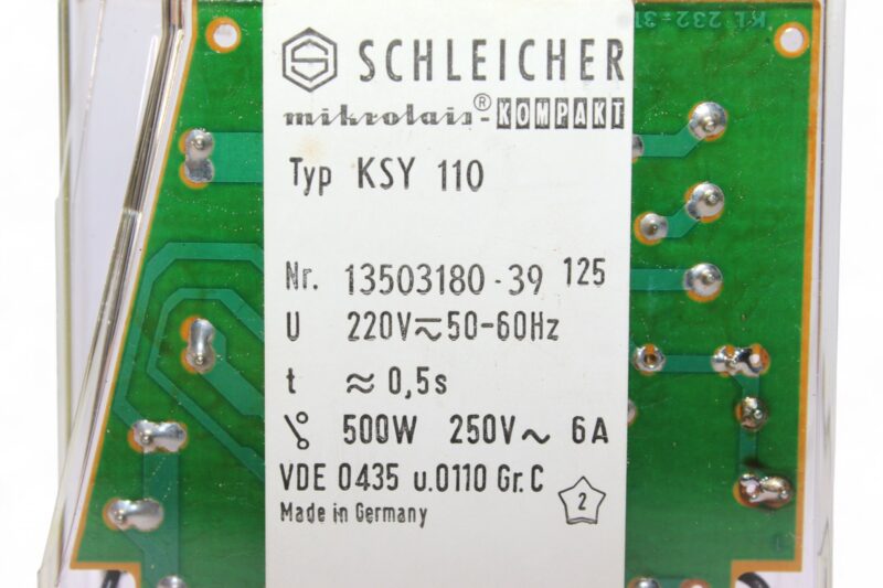SCHLEICHER KSY 110 TIME RELAY 13503180-39 0.5s - Image 2
