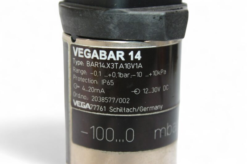 VEGA VEGABAR14 PRESSURE SENSOR BAR 14.X3TA1GV1A -0.1…0.1 bar - Image 2