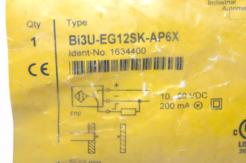 TURCK BI3U-EG12SK-AP6X INDUCTIVE SENSOR 1634400 - Image 2