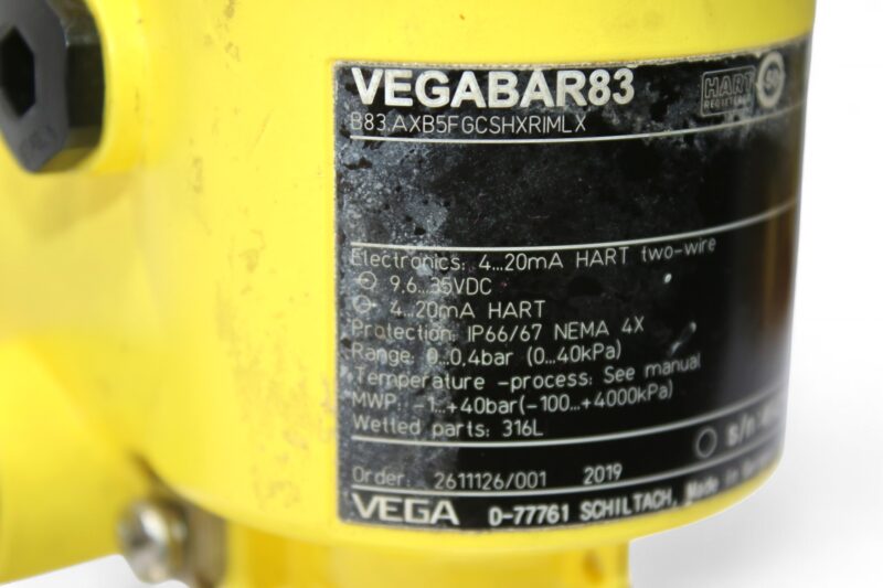 VEGA VEGABAR83 PRESSURE TRANSMITTER B83.AXB5FGCSHXRIMLX - Image 2