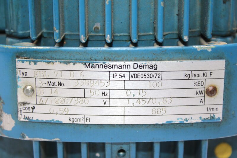 DEMAG KBL 71 B 6 CONICAL-ROTOR BRAKE MOTOR - Image 2