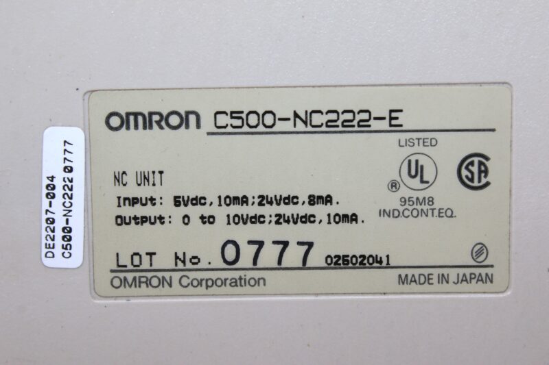 OMRON C500-NC222-E POSITION CONTROL UNIT - Image 2
