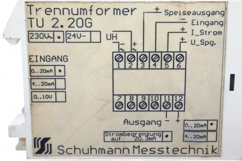 SCHUHMANN MESSTECHNIK TU 2.20 G TRANSFORMER (230 VAC) - Image 2